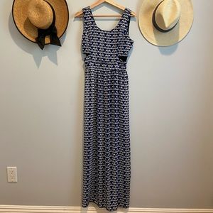 Chevron Blue/White/Black Maxi Dress (M)